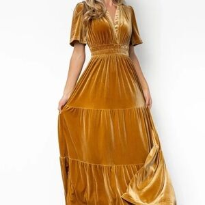 NWT Baltic Born Artemis Velvet Max Dress - Dark Gold 1XL